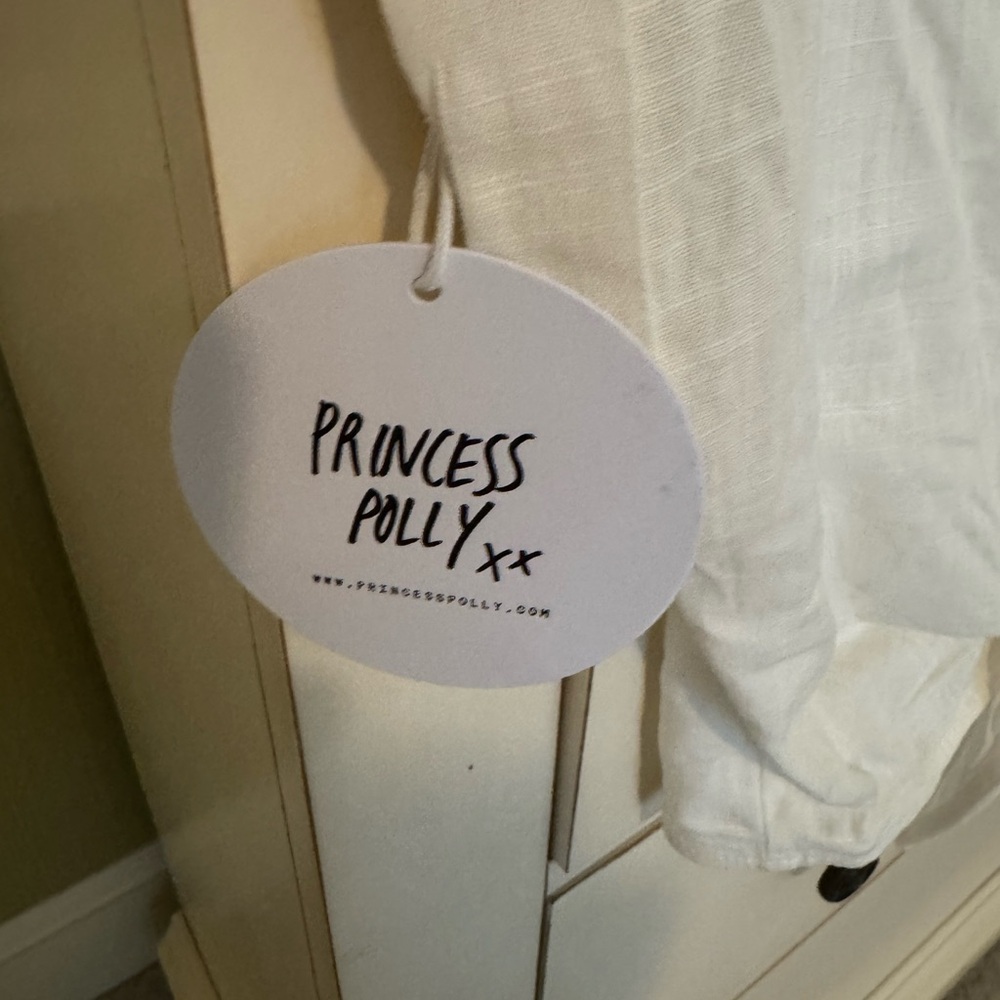Princess Polly Cream Beach House Tie-Front Crop Top - Picture 7 of 7